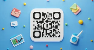 QR-код на синем фоне