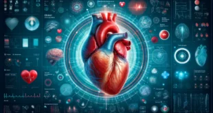 Corazón humano con interfaces médicas.
