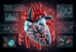 3D-модель человеческого сердца с диаграммами электрической активности сердца