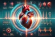 Human heart with cardiac activity data in a modern style.