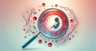 Imagen que muestra el cálculo del sexo del bebé mediante actualización de sangre, ADN y células sanguíneas.