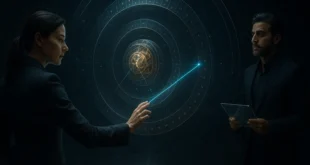 Специалисты, использующие футуристический интерфейс для точного расчета разницы между датами и стратегического планирования сроков.