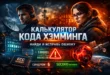Постер калькулятора кода Хэмминга с двумя людьми на фоне бинарного кода, спутниковой антенны и экранов с предупреждением об ошибке. На изображении видны надписи «SECDED», «Синдром: 6» и чип ECC memory.
