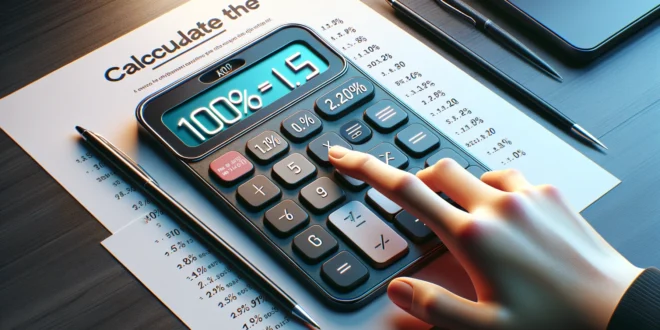Современный калькулятор на столе с расчетом процента