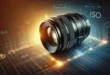Фотографический объектив крупным планом с акцентом на ISO, диафрагму и выдержку, иллюстрирующий настройки камеры.